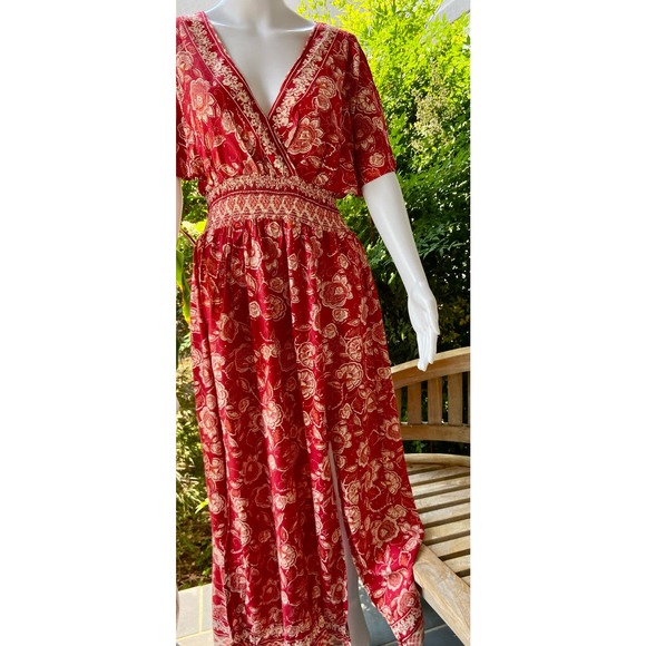 Angies Red Floral Printed Maxi Dress Bohemian Elegance for Spring* Size MED WD46 - Picture 5 of 14